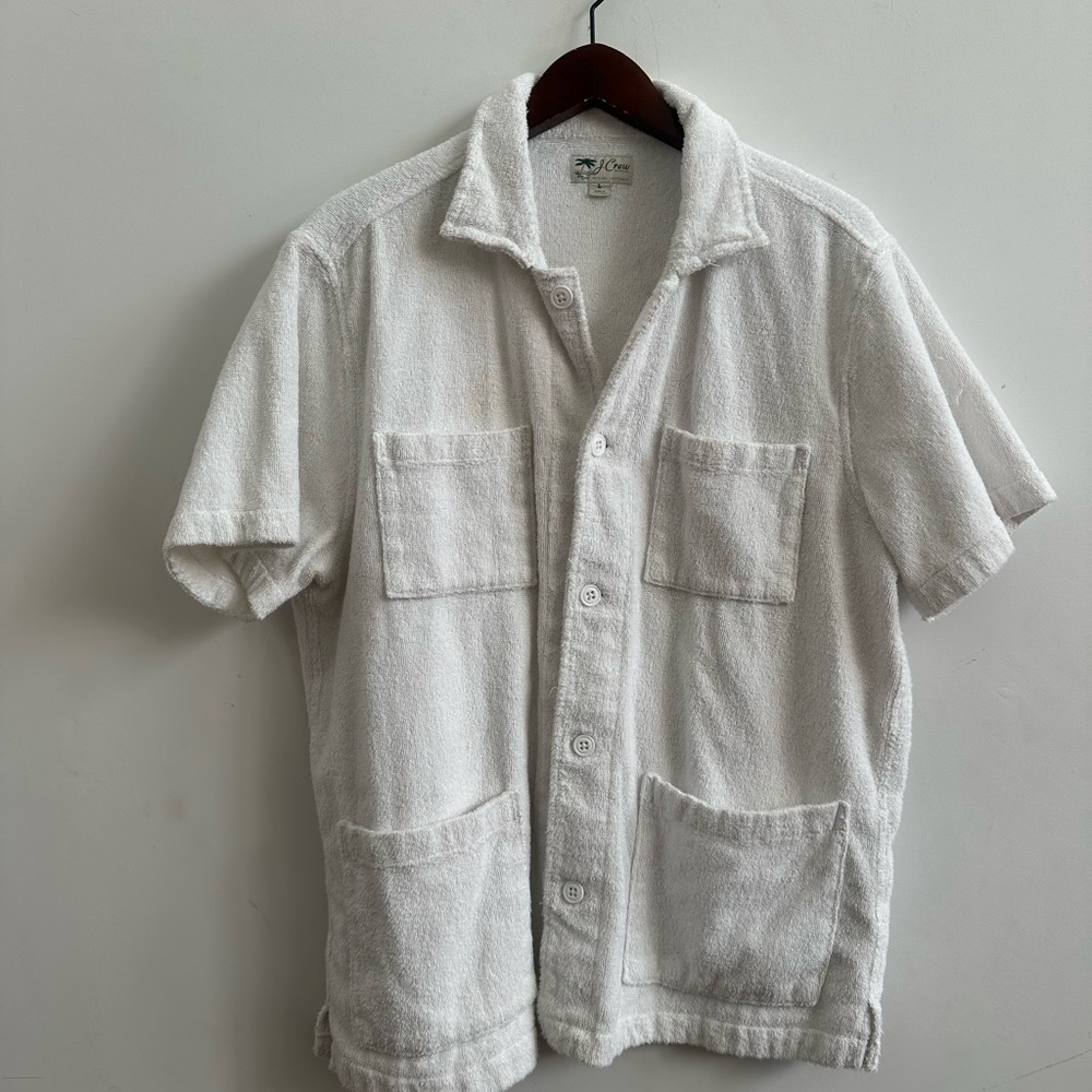 J. CrewTerry Cloth Button-Up Shirt Jacket in White